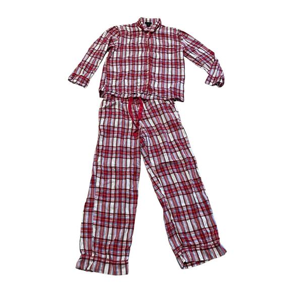 J. Crew Red Flannel Long-Sleeve Pajama Set in Vintage Plaid Size Medium - Picture 2 of 14